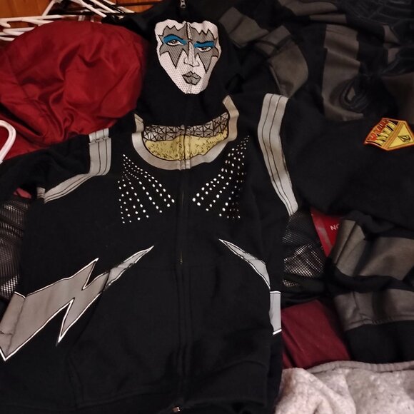 Kids Black XL Volcom X Kiss Full Zip Mask Hoodie Band Concert RARE - Picture 2 of 8